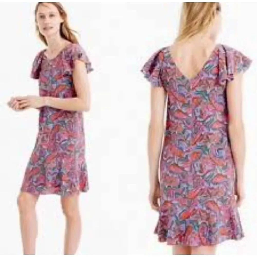 J.Crew Silk Ruffle Paisley Prints Dress 2